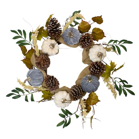 24" Pumpkins Foliage Grapevine Thanksgiving Wreath